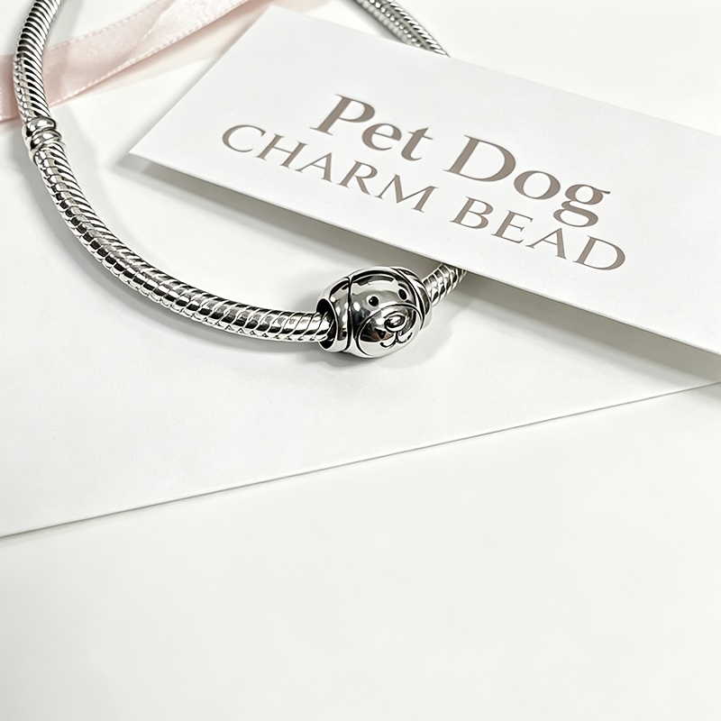 925 Silver Plated Pet Dog Charm Bead, DIY Gift